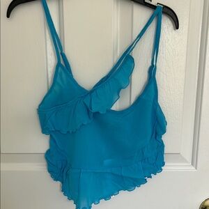 Urban Outfitters Blue Asymmetrical Ruffled Camisole